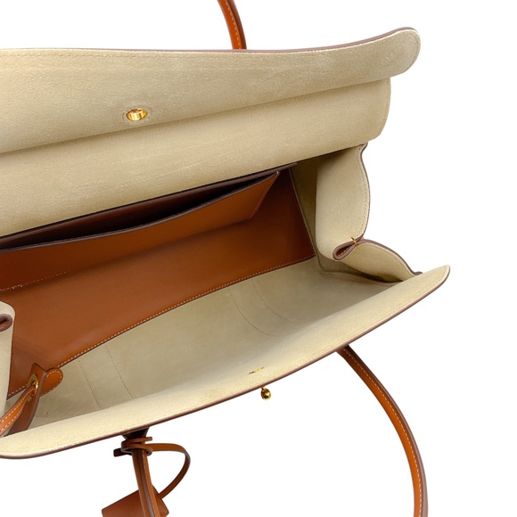 LORO PIANA WARM TAN LOOM L32 SMOOTH CALFSKIN ROUNDED LEATHER TOTE BAG - Picture 15 of 16